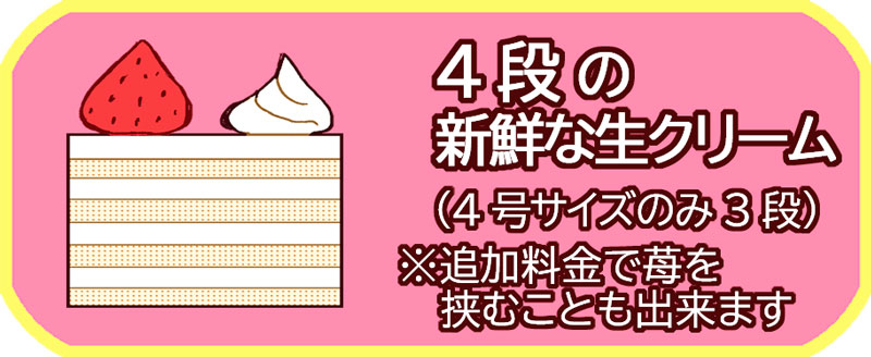 ケーキは4段の生クリーム